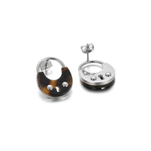 Load image into Gallery viewer, Fashion Creative Lock Brown Resin 316L Stainless Steel Stud Earrings