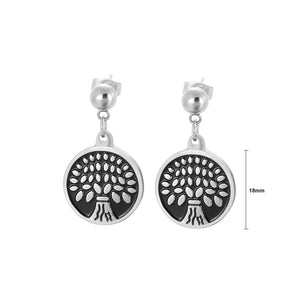 Fashion and Elegant Tree Of Life Geometric Round 316L Stainless Steel Earrings