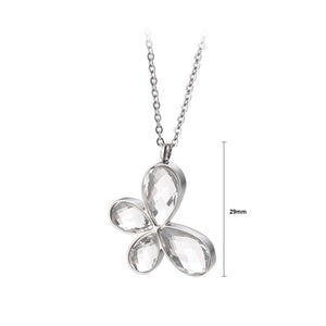 Fashion and Elegant Butterfly 316L Stainless Steel Pendant with Cubic Zirconia and Necklace