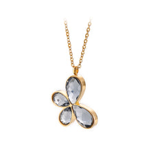 Load image into Gallery viewer, Fashion and Elegant Plated Gold Butterfly 316L Stainless Steel Pendant with Black Cubic Zirconia and Necklace