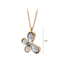 Load image into Gallery viewer, Fashion and Elegant Plated Gold Butterfly 316L Stainless Steel Pendant with Black Cubic Zirconia and Necklace