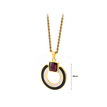 Load image into Gallery viewer, Fashion Simple Plated Gold Hollow Geometric Round 316L Stainless Steel Pendant with Red Cubic Zirconia and Necklace