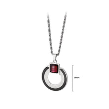 Load image into Gallery viewer, Fashion Simple Hollow Geometric Round 316L Stainless Steel Pendant with Red Cubic Zirconia and Necklace