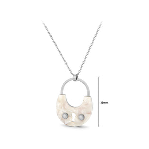 Fashion Temperament Lock White Resin 316L Stainless Steel Pendant with Necklace