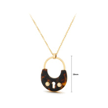 Load image into Gallery viewer, Fashion Temperament Plated Gold Lock Brown Resin 316L Stainless Steel Pendant with Necklace