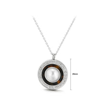Load image into Gallery viewer, Simple and Elegant Geometric Circle Imitation Pearl 316L Stainless Steel Pendant with Cubic Zirconia and Necklace