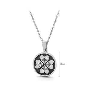 Fashion Simple Four-leafed Clover Geometric Round 316L Stainless Steel Pendant with Necklace