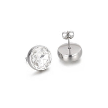 Load image into Gallery viewer, Simple and Fashion Geometric Round Cubic Zirconia 316L Stainless Steel Stud Earrings