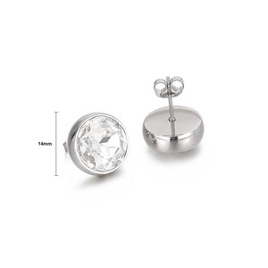 Simple and Fashion Geometric Round Cubic Zirconia 316L Stainless Steel Stud Earrings