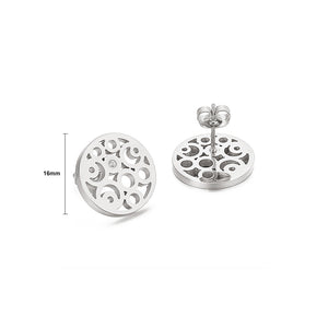 Fashion and Simple Hollow Moon Geometric Round 316L Stainless Steel Stud Earrings