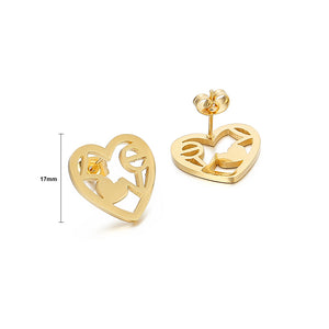 Simple and Romantic Plated Gold Love Heart-shaped 316L Stainless Steel Stud Earrings