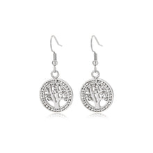 Load image into Gallery viewer, Fashion and Elegant Tree Of Life Geometric Round 316L Stainless Steel Earrings with Cubic Zirconia