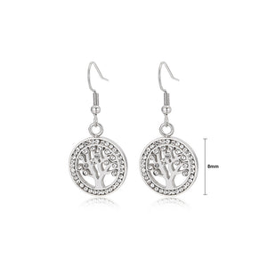 Fashion and Elegant Tree Of Life Geometric Round 316L Stainless Steel Earrings with Cubic Zirconia