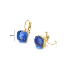 Load image into Gallery viewer, Fashion Temperament Plated Gold Geometric Square Blue Cubic Zirconia 316L Stainless Steel Earrings