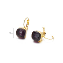 Load image into Gallery viewer, Fashion Temperament Plated Gold Geometric Square Dark Purple Cubic Zirconia 316L Stainless Steel Stud Earrings