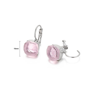 Fashion Temperament Geometric Square Pink Cubic Zirconia 316L Stainless Steel Earrings
