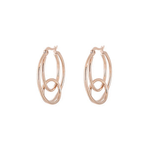Simple Personality Plated Rose Gold Geometric Circle Tassel 316L Stainless Steel Earrings