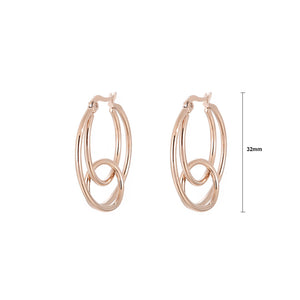 Simple Personality Plated Rose Gold Geometric Circle Tassel 316L Stainless Steel Earrings