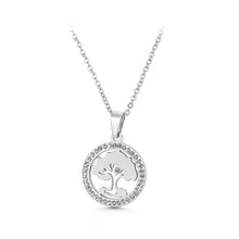 Load image into Gallery viewer, Fashion Simple Tree Geometric Round 316L Steel Pendant with Cubic Zirconia and Necklace
