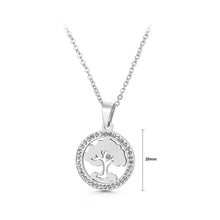 Load image into Gallery viewer, Fashion Simple Tree Geometric Round 316L Steel Pendant with Cubic Zirconia and Necklace