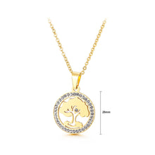 Load image into Gallery viewer, Fashion Simple Plated Gold Tree Geometric Round 316L Stainless Steel Pendant with Cubic Zirconia and Necklace