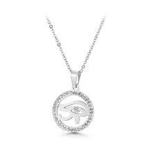 Load image into Gallery viewer, Fashion Simple Devil&#39;s Eye Geometric Round 316L Stainless Steel Pendant with Cubic Zirconia and Necklace