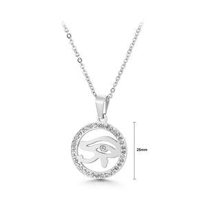 Fashion Simple Devil's Eye Geometric Round 316L Stainless Steel Pendant with Cubic Zirconia and Necklace