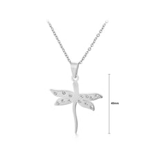 Load image into Gallery viewer, Fashion Simple Dragonfly 316L Stainless Steel Pendant with Cubic Zirconia and Necklace