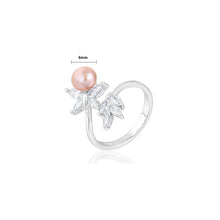 Load image into Gallery viewer, 925 Sterling Silver Fashion Elegant Floral Purple Freshwater Pearl Adjustable Open Ring