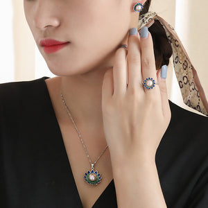 925 Sterling Silver Fashion Elegant Flower Purple Freshwater Pearl Stud Earrings