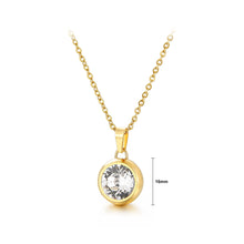 Load image into Gallery viewer, Simple and Fashion Plated Gold Geometric Round Cubic Zirconia 316L Stainless Steel Pendant with Necklace