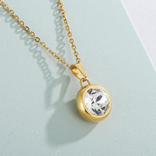 Load image into Gallery viewer, Simple and Fashion Plated Gold Geometric Round Cubic Zirconia 316L Stainless Steel Pendant with Necklace