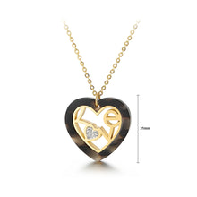 Load image into Gallery viewer, Fashion and Romantic Plated Gold Love Black Heart-shaped 316L Stainless Steel Pendant with Cubic Zirconia and Necklace