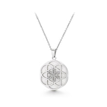 Load image into Gallery viewer, Fashion and Elegant Flower Geometric Round 316L Stainless Steel Pendant with Cubic Zirconia and Necklace