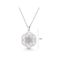 Load image into Gallery viewer, Fashion and Elegant Flower Geometric Round 316L Stainless Steel Pendant with Cubic Zirconia and Necklace