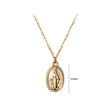 Load image into Gallery viewer, 925 Sterling Silver Plated Gold Fashion Vintage Virgin Mary Geometric Oval Pendant with Necklace