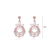 Load image into Gallery viewer, 925 Sterling Silver Plated Rose Gold Fashion Temperament Flower Circle Earrings with Cubic Zirconia