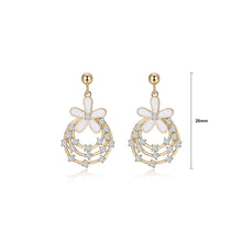 Load image into Gallery viewer, 925 Sterling Silver Plated Gold Fashion Temperament Flower Circle Earrings with Cubic Zirconia
