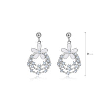 Load image into Gallery viewer, 925 Sterling Silver Fashion Temperament Flower Circle Earrings with Cubic Zirconia
