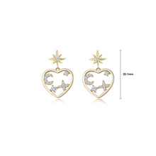 Load image into Gallery viewer, 925 Sterling Silver Plated Gold Plated Simple Fashion Star and Moon Hollow Heart-shaped Stud Earrings with Cubic Zirconia