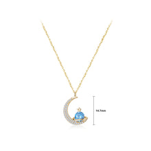 Load image into Gallery viewer, 925 Sterling Silver Plated Gold Fashion Simple Moon Planet Pendant with Cubic Zirconia and Necklace