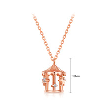 Load image into Gallery viewer, 925 Sterling Silver Plated Rose Gold Sweet Girl Heart Carousel Pendant with Cubic Zirconia and Necklace