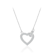 Load image into Gallery viewer, 925 Sterling Silver  Simple Bright Heart-shaped Circle Pendant with Cubic Zirconia and Necklace