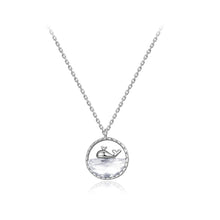 Load image into Gallery viewer, 925 Sterling Silver Fashion Cute Whale Geometric Round Pendant with White Cubic Zirconia and Necklace
