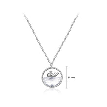 Load image into Gallery viewer, 925 Sterling Silver Fashion Cute Whale Geometric Round Pendant with White Cubic Zirconia and Necklace