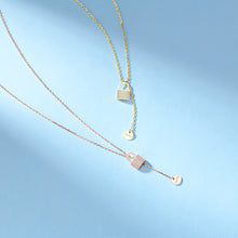 Load image into Gallery viewer, 925 Sterling Silver Plated Rose Gold Fashion Simple Lock Tassel Pendant with Cubic Zirconia and Necklace
