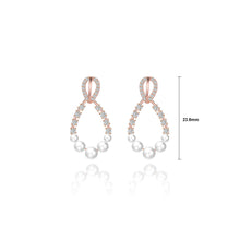 Load image into Gallery viewer, 925 Sterling Silver Plated Rose Gold Simple Temperament Water Drop-shaped Imitation Pearl Stud Earrings with Cubic Zirconia