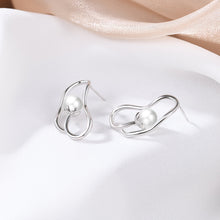 Load image into Gallery viewer, 925 Sterling Silver Fashion Simple Floral Imitation Pearl Stud Earrings