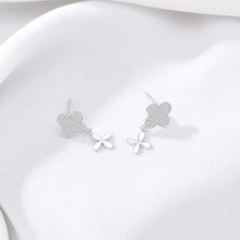 Load image into Gallery viewer, 925 Sterling Silver Fashion Simple Four-leafed Clover Stud Earrings with Cubic Zirconia