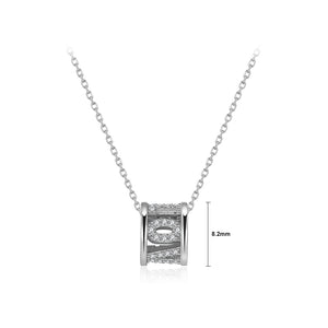 925 Sterling Silver Fashion Simple Love Round Pendant with Cubic Zirconia and Necklace